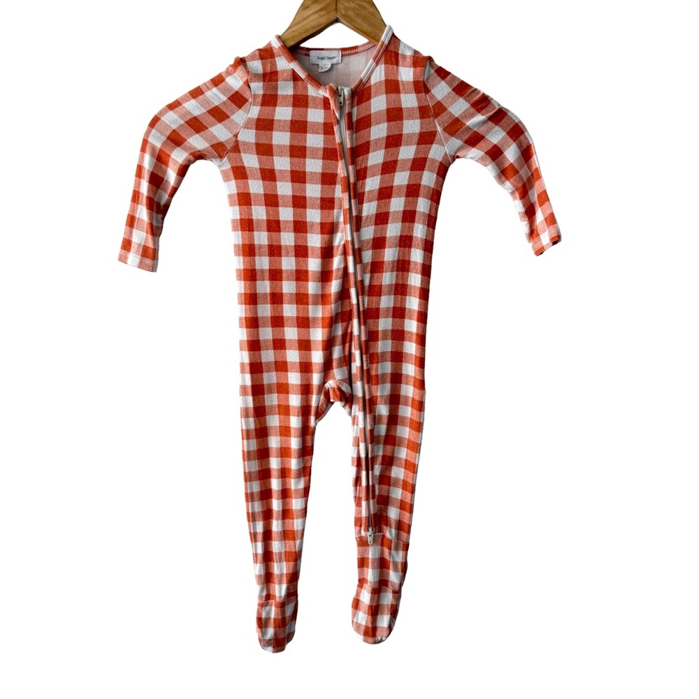 Angel Dear Orange and White Checkered Footie